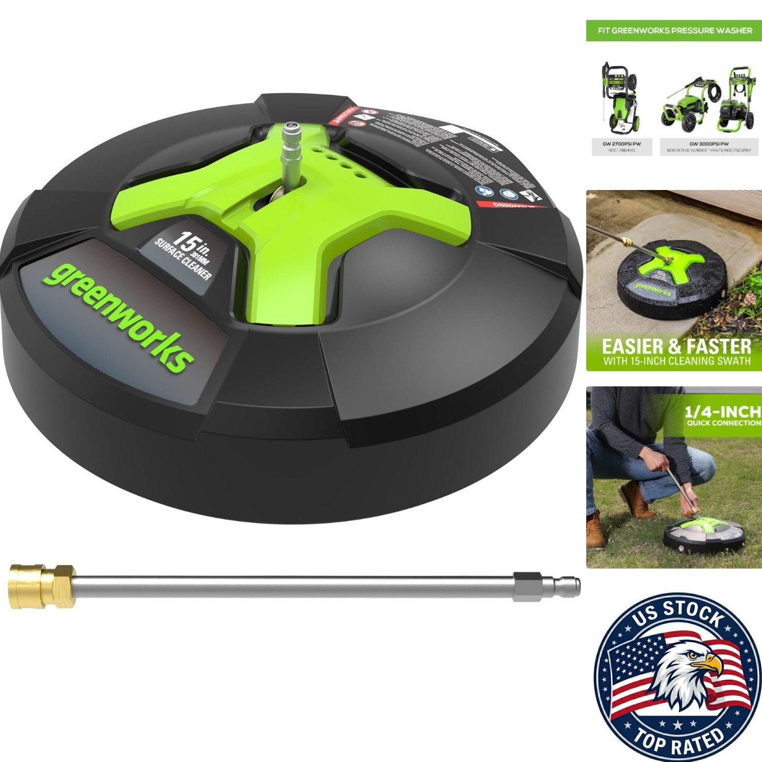 Eco-Friendly Green Surface Cleaner – 3100 PSI Power for Quick Outdoor Cleaning