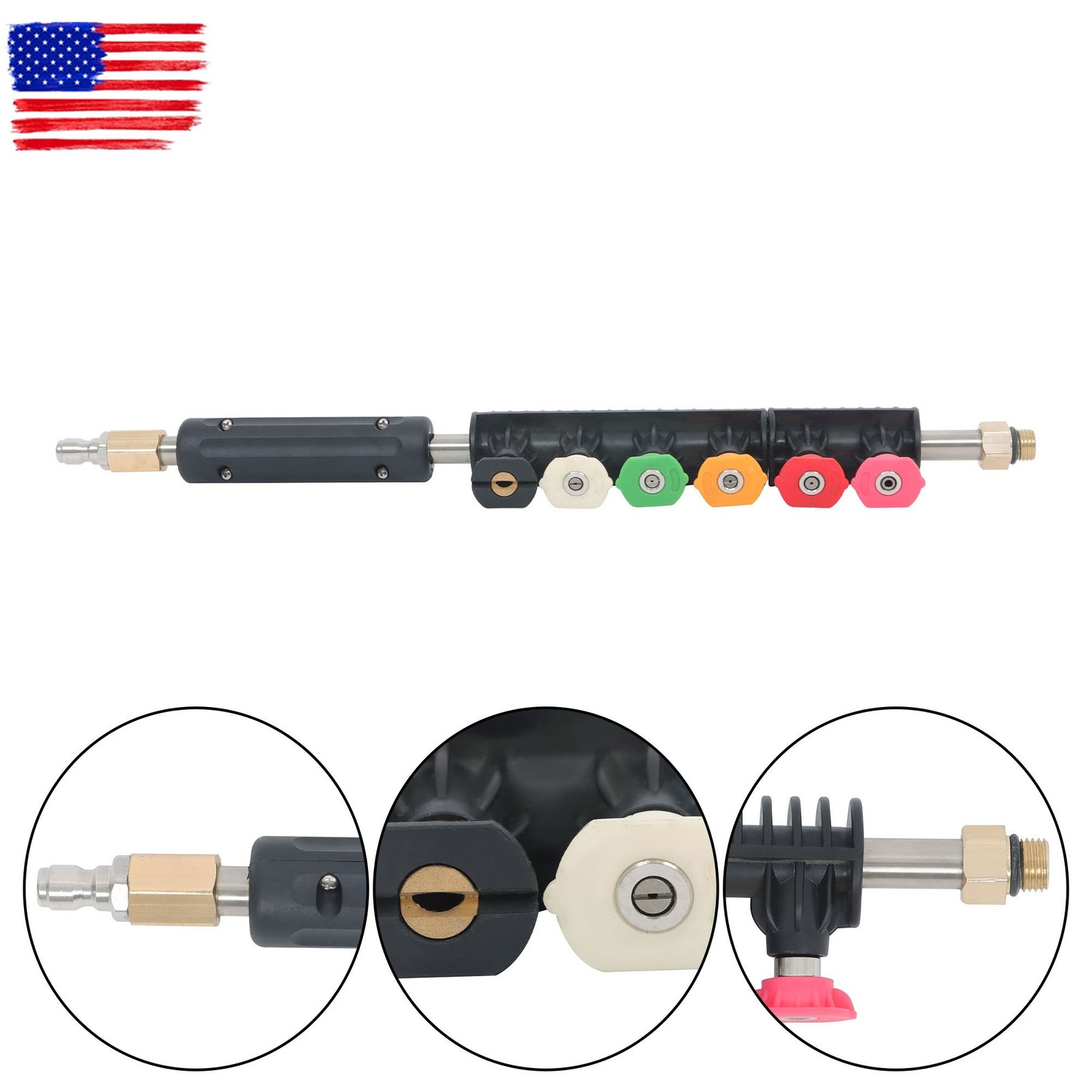9-Piece 4000 PSI High Pressure Water Gun Extension Rod Wand 1/4’’Quick Connect