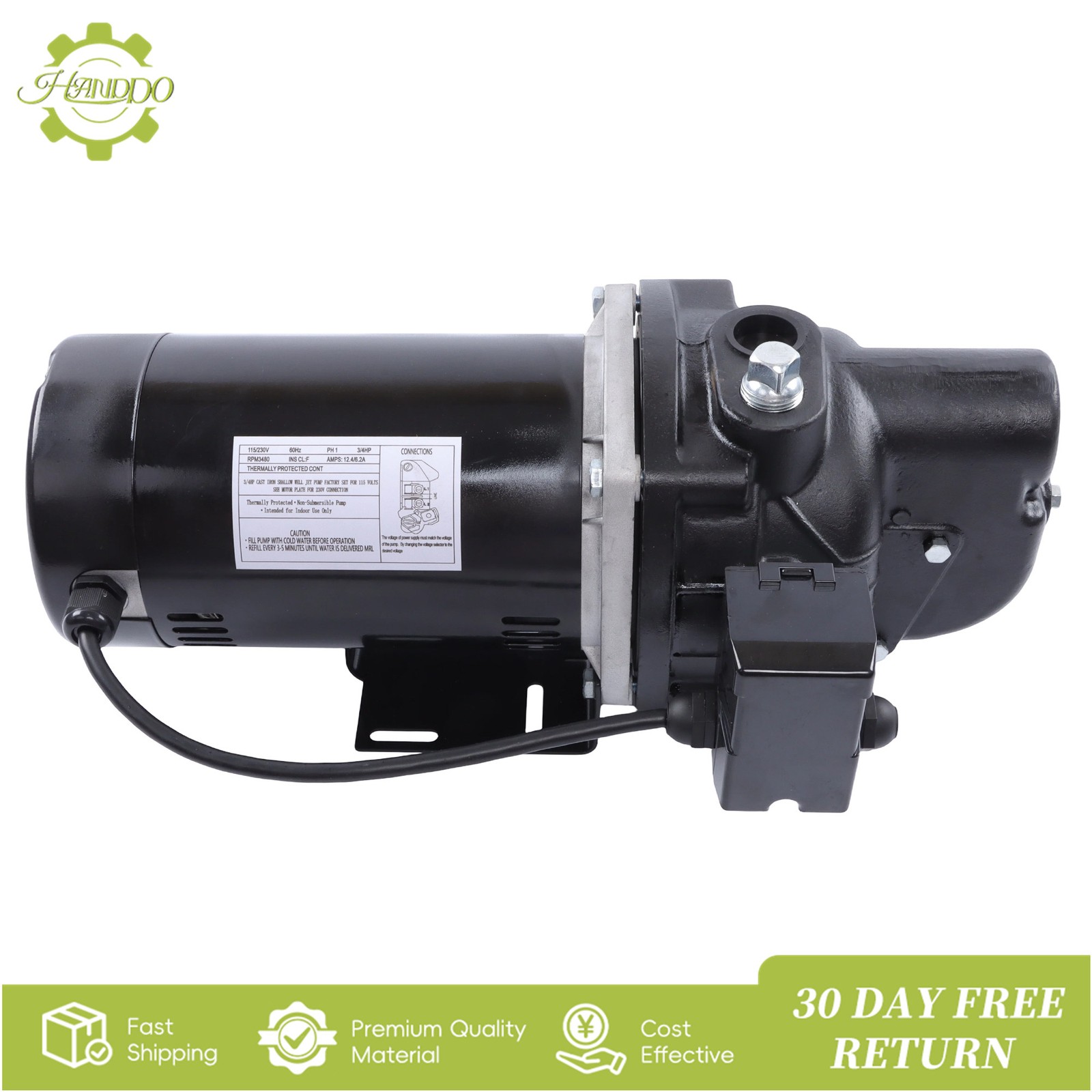 Shallow Well Jet Pump Cast Iron SWS75 3/4 HP 510 Gallons Per Hour 115/230V 1PH