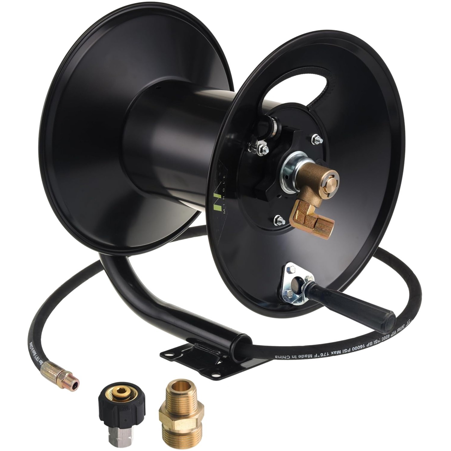 150ft Heavy Duty Steel Pressure Washer Hose Reel with Manual Crank & Bracket