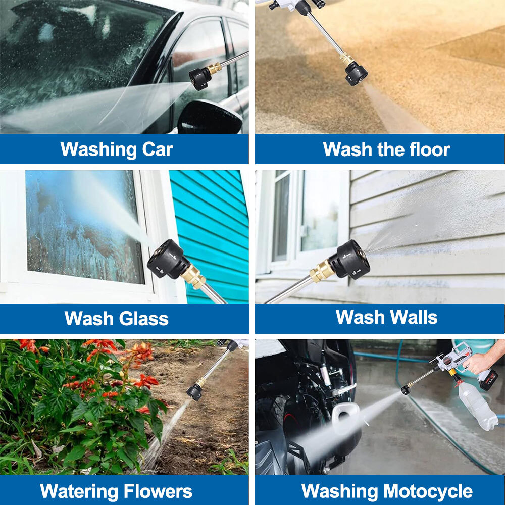 Cordless High Pressure Washer Gun with Foam Cannon, High Power， Max 435PSI