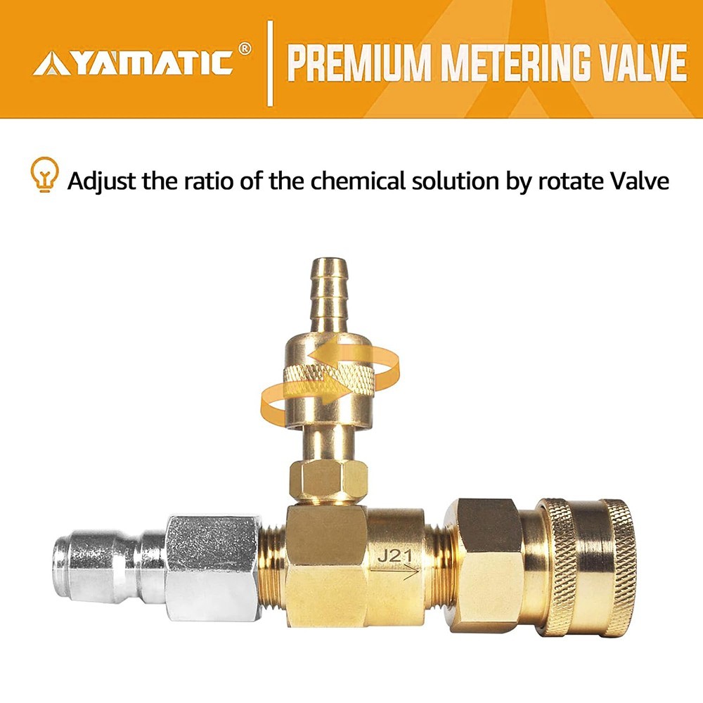 YAMATIC Adjustable Chemical Injector Kit for Pressure Washer,3/8 Inch Connectors