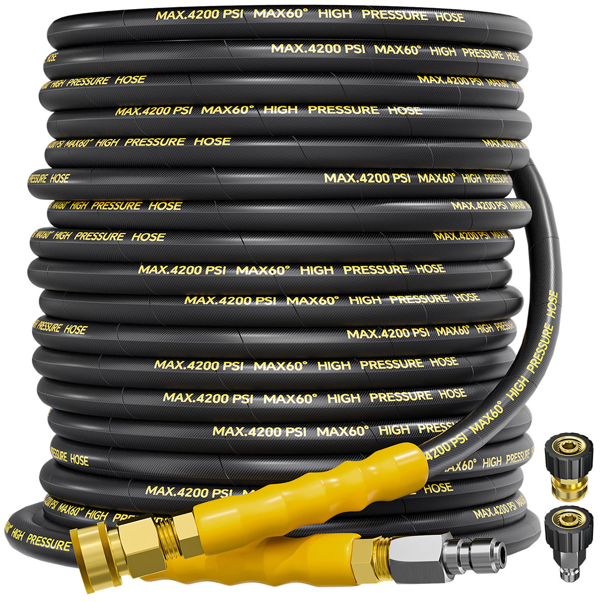 100FT 1/4″ 4200PSI Pressure Washer Hose 3/8″ Quick Connect Kink Resistant Hose