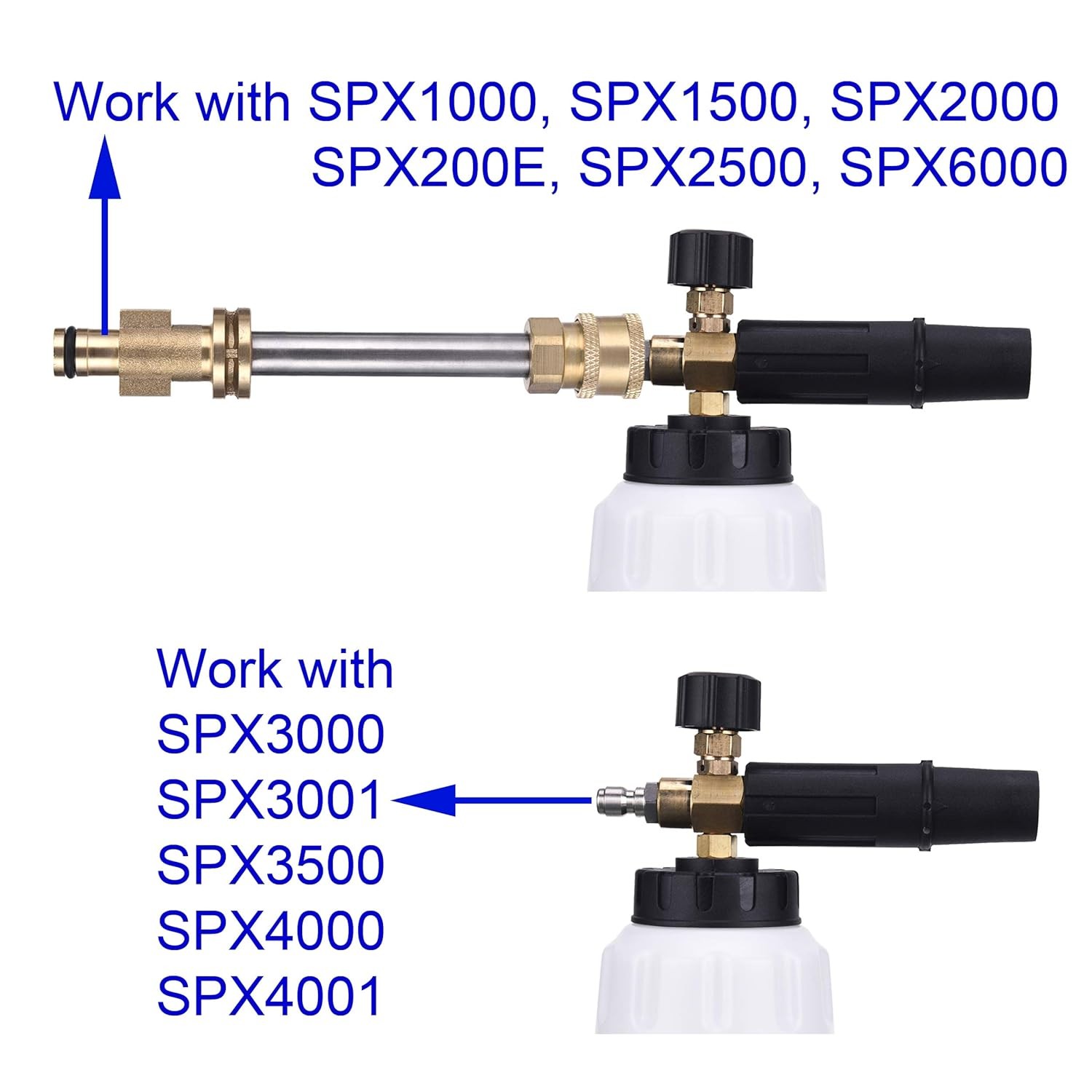 Foam Cannon, Replacement for Sun Joe SPX Series, 5 Nozzle Tips, 1/4″ Connector