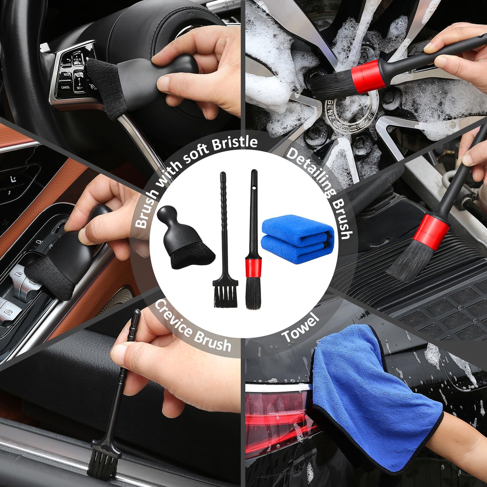 Qydipclin 10pcs Windshield Cleaning Tool Inside Car Window Cleaner Wash Gray