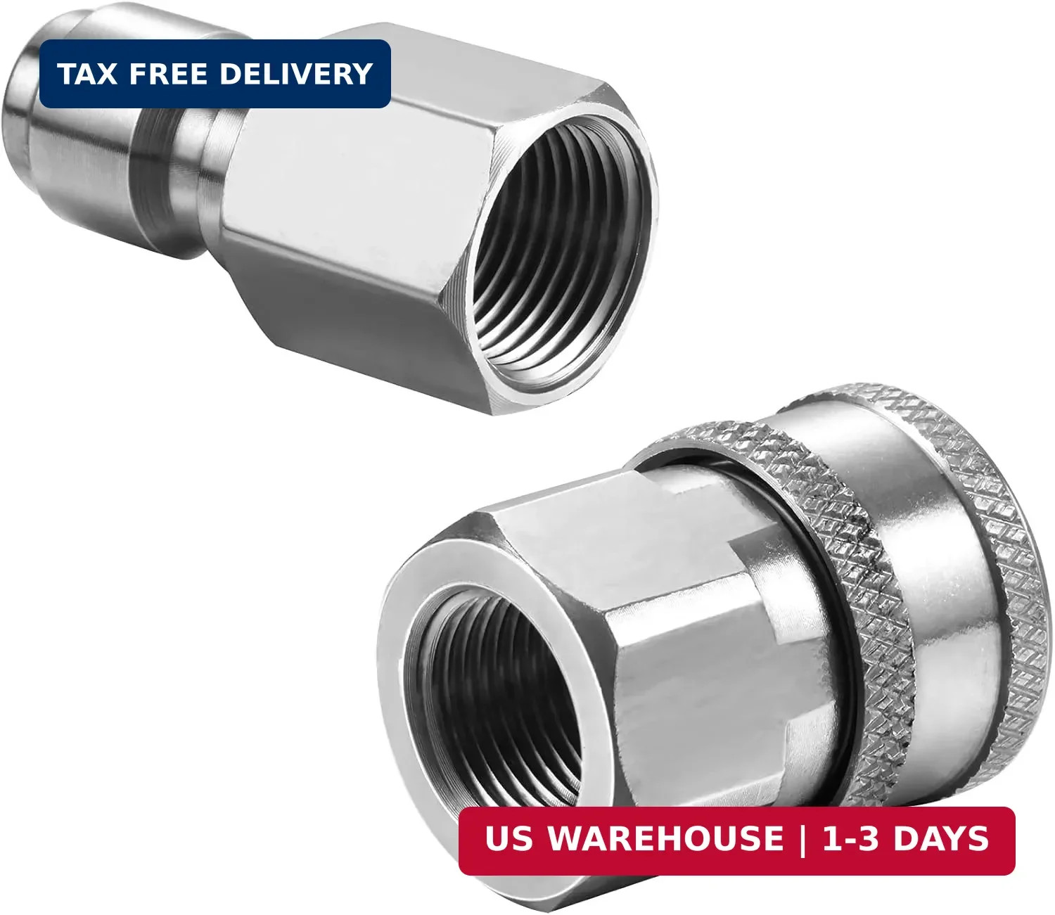 Hotop 4 Sets NPT 3/8 Inch Stainless Steel Male and Female Quick Connector Kit Pr
