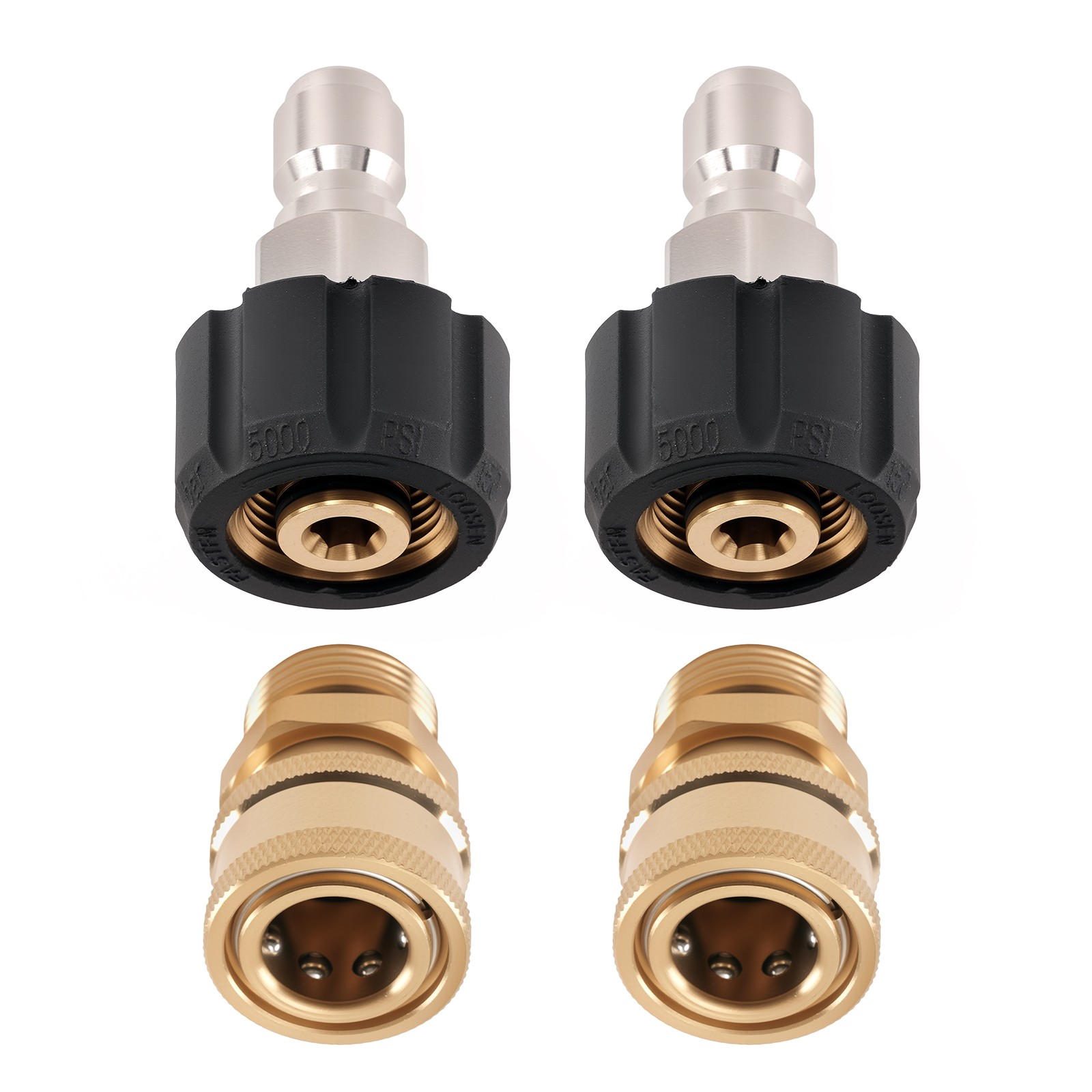 4 pack Pressure Washer Adapter Set M22-14MM to 3/8” Quick Connect 5000 PSI