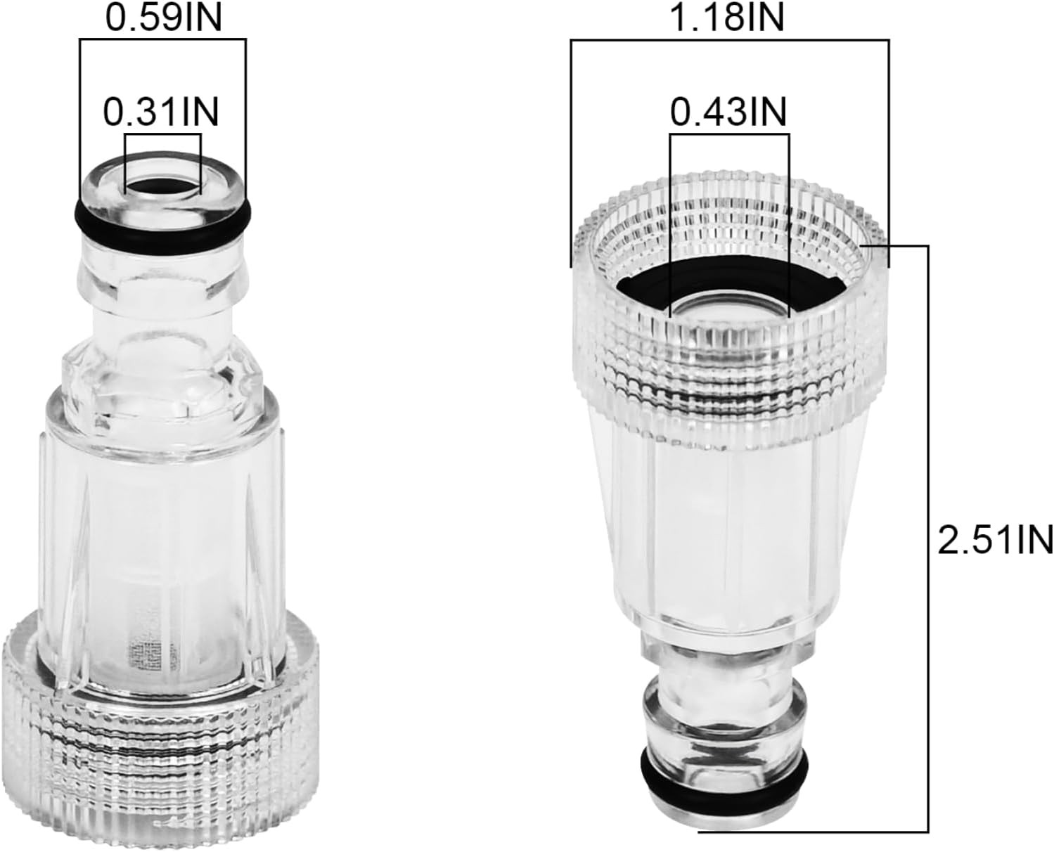 6 Pack Pressure Washer Water Inlet Filter 3/4 Inch Garden Hose Adapter Clear Fit