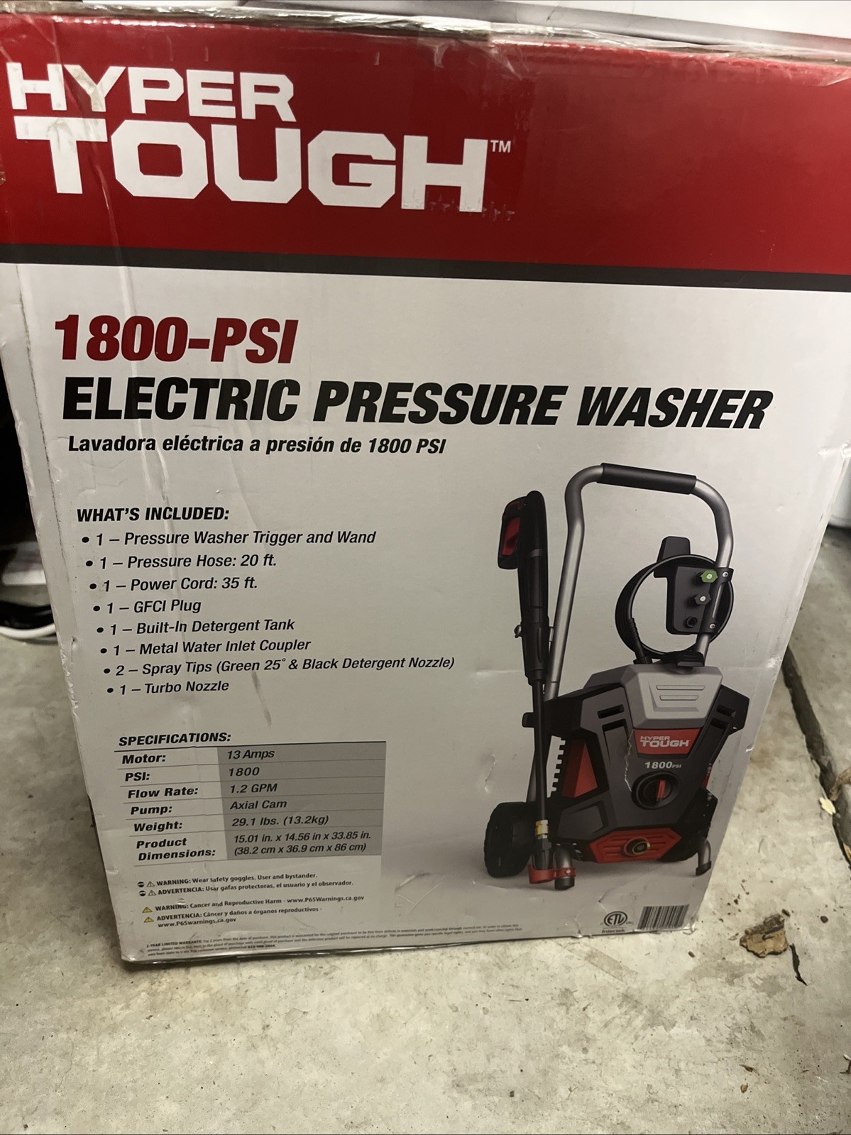 Hyper Tough 1800-PSI Electric Pressure Washer with Turbo Nozzle