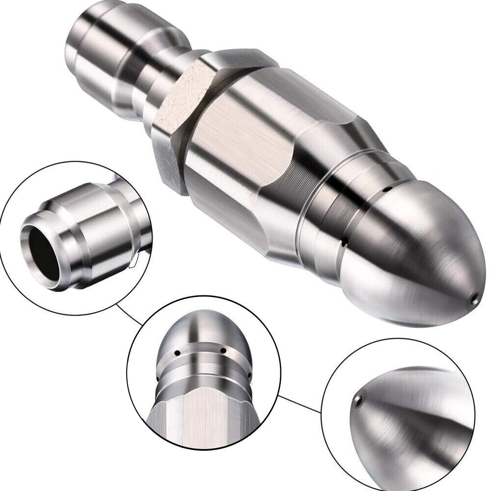 Pressure Washer 1/4” Male Drain Sewer Cleaning Pipe Jetter Rotating Nozzle Tool