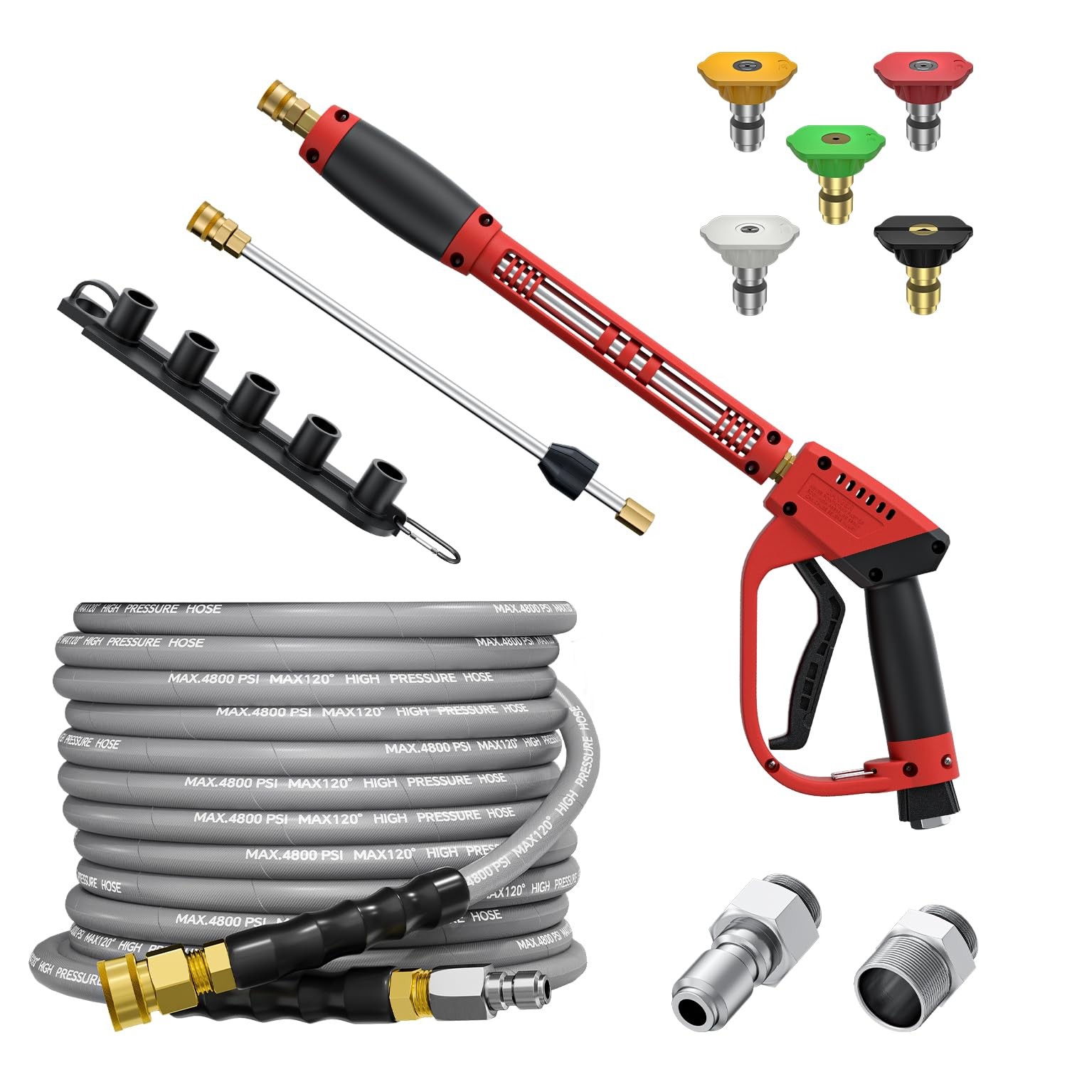 Pressure Washer Gun Hose Kit 5000PSI 25FT Kink Resistant Steel Braided M22