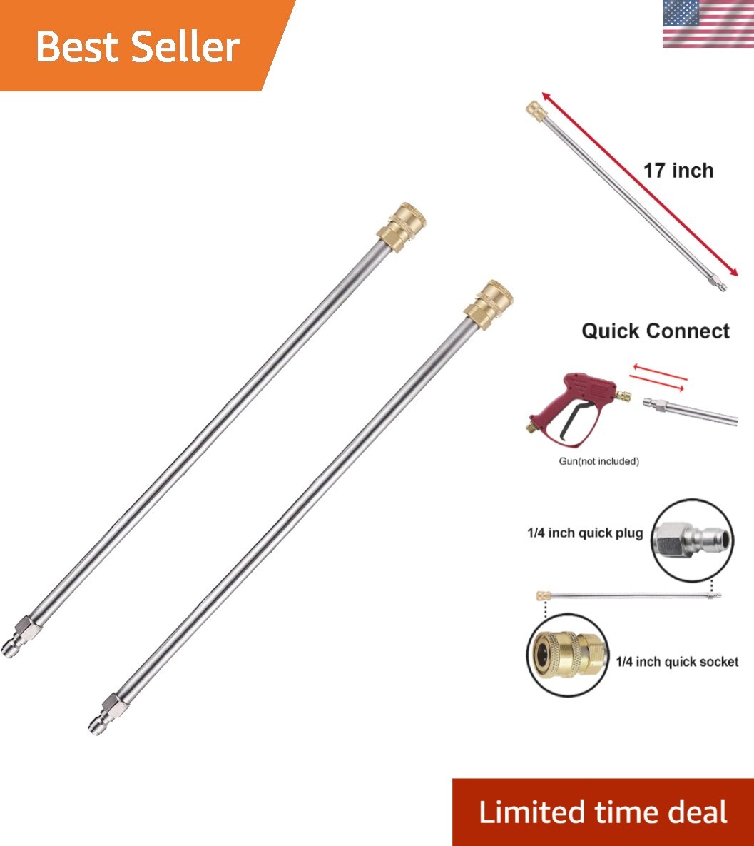 Universal Fit 17 Inch Stainless Steel Pressure Washer Extension Lance, 2 Pack