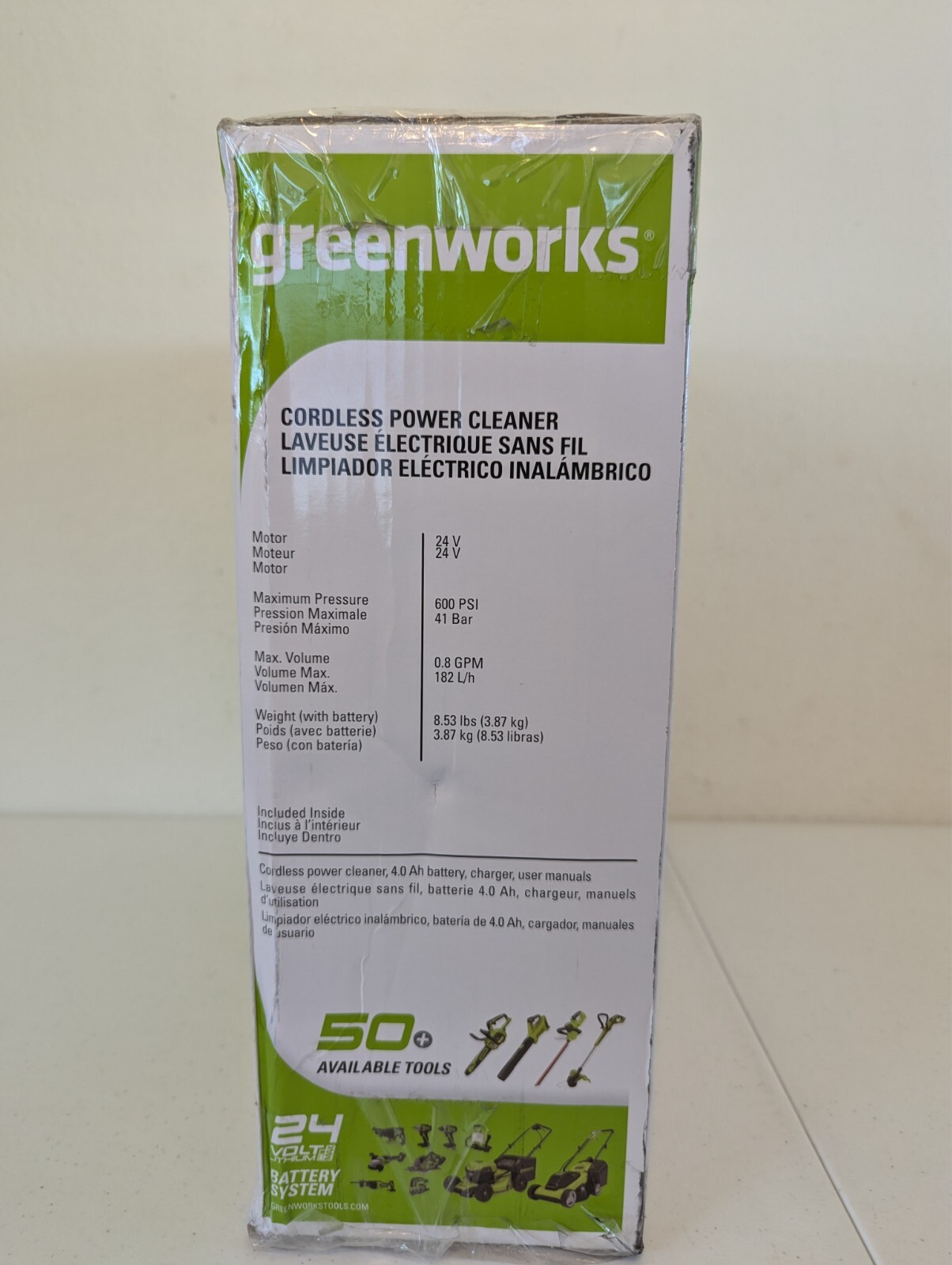Greenworks 24V 600 PSI Battery Pressure Washer, w/ 4Ah USB Battery and Charger