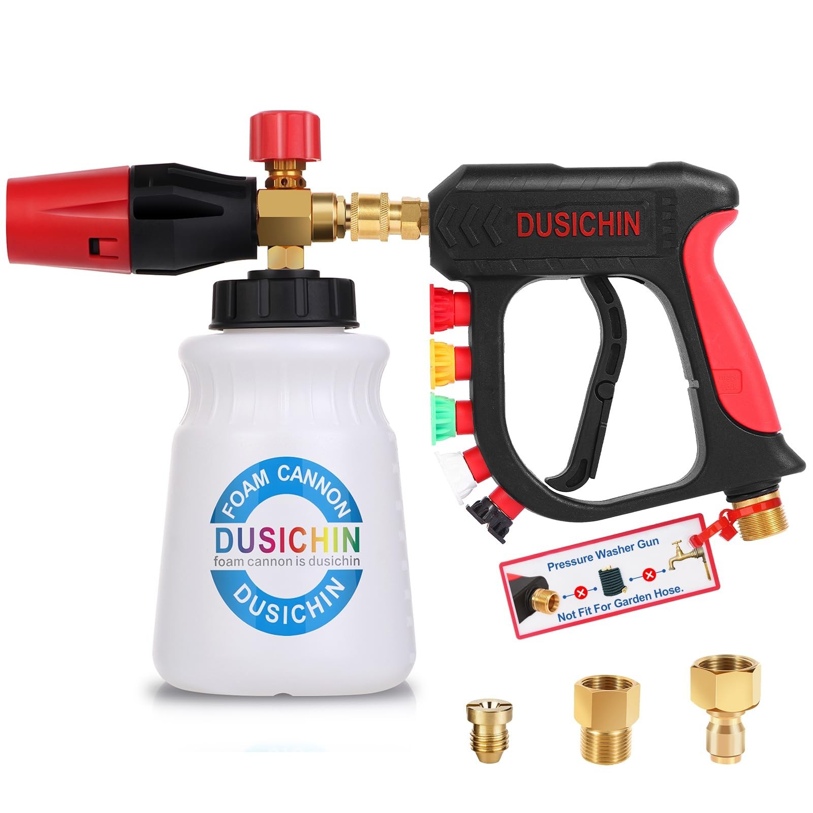 DUSICHIN Foam Cannon Short Pressure Washer Gun 1/4 Inch Quick Connector,Car W…
