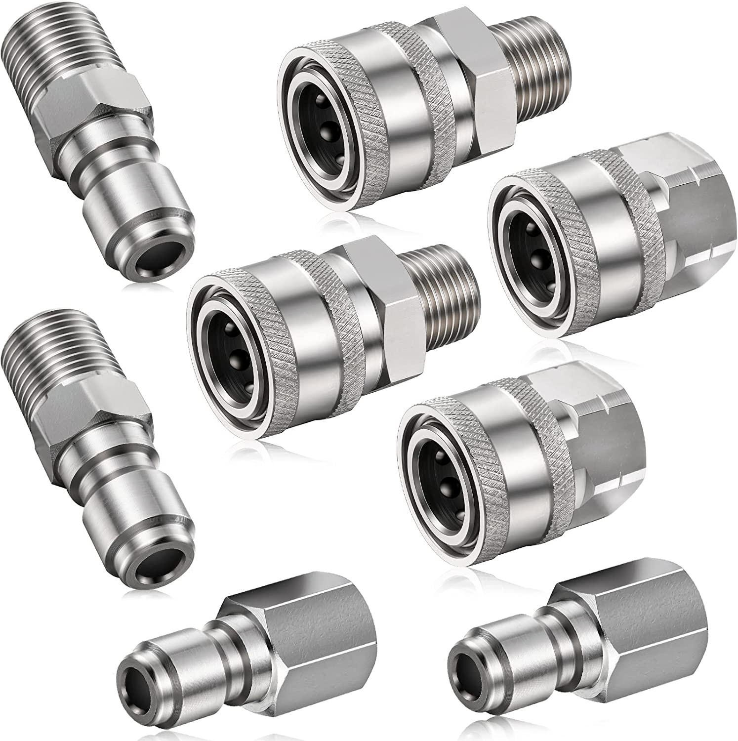 Pressure Washer Hose Connector Adapter Set Quick Connect NPT 3/8 Inch Stainless