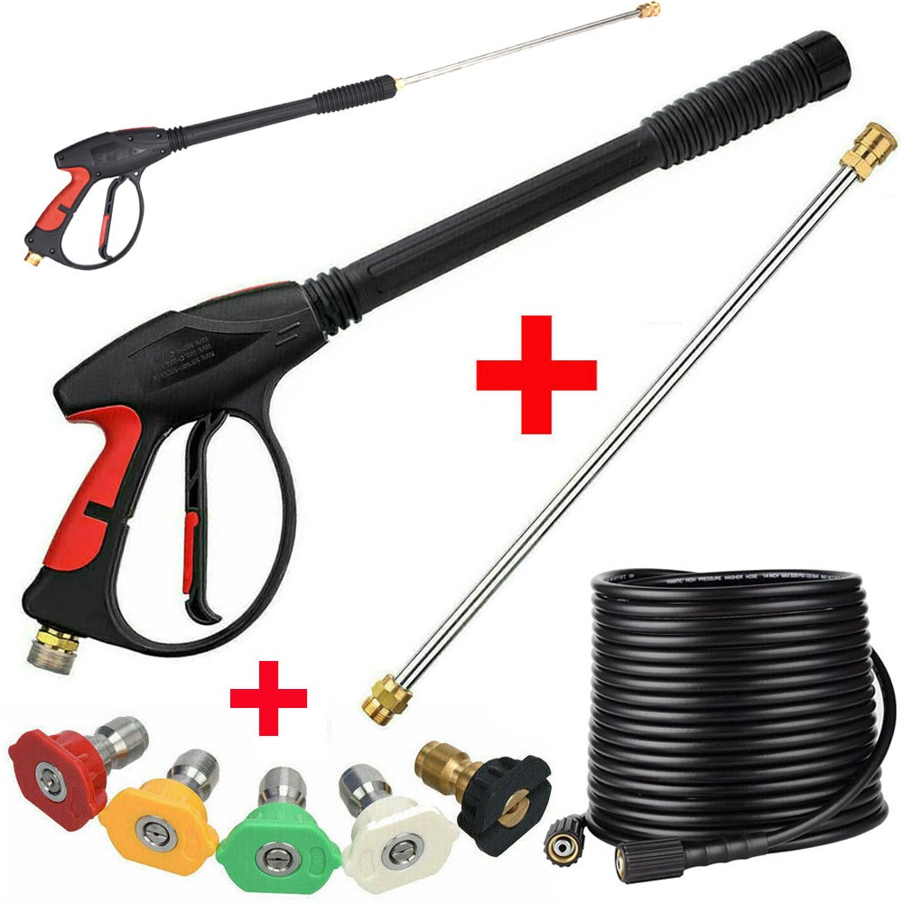 High Pressure Power Washer Spray Gun Wand Lance w/ Nozzle Tips 30FT Hose Kit M22
