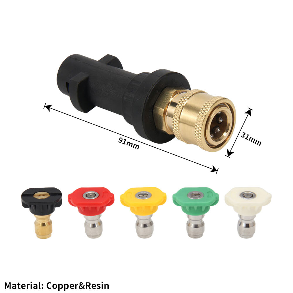 Pressure Washer Gun Adapter 1/4 Quick Connector + 5 Tips for Karcher K2-K7 ET