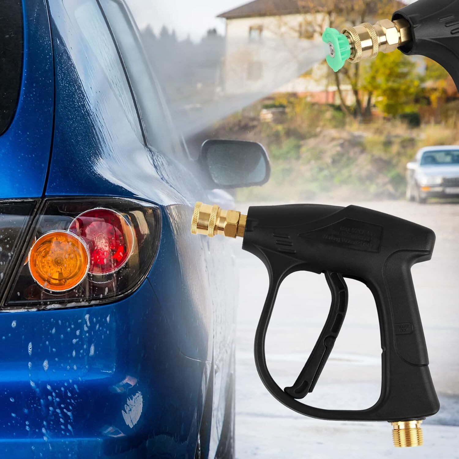 1/4″ High Pressure Washer Gun 4000 PSI Car Wash Foam Spray Short Wand w/5 Nozzle