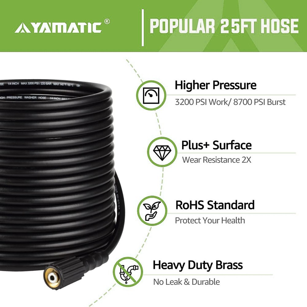 YAMATIC Car Cleaning Wash Gun 3700 PSI Pressure Washer Hose 3200 PSI