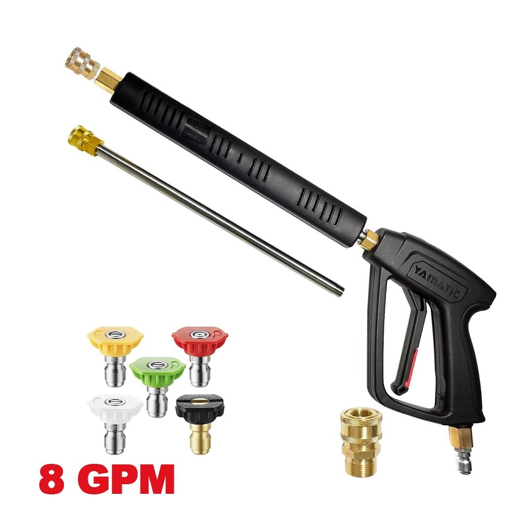 YAMATIC 4000 psi 3/8″Pressure Washer Gun w/ Extension Wands 360° Swivel