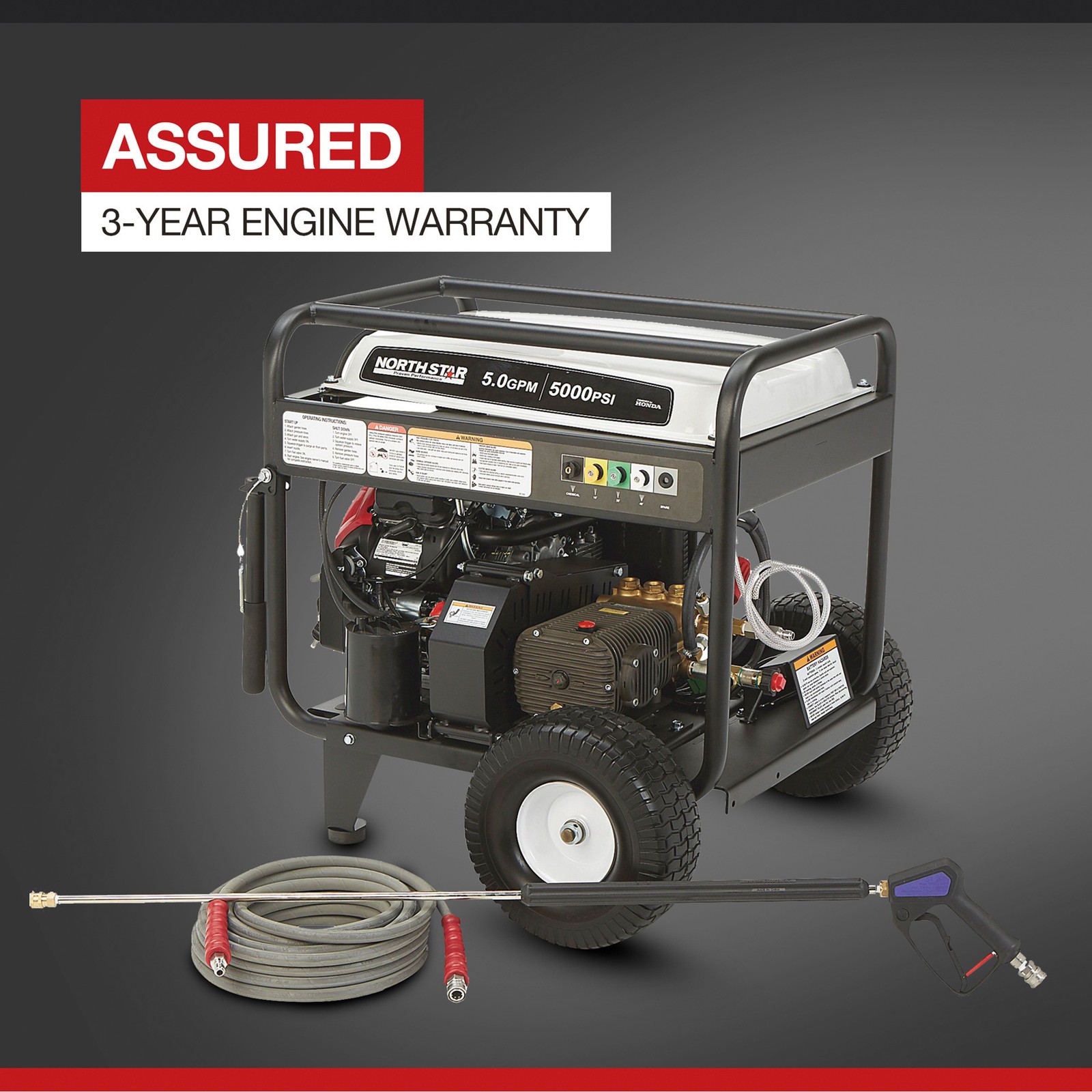 NorthStar Gas Cold Water Pressure Washer, Honda GX690 V-Twin OHV Engine,