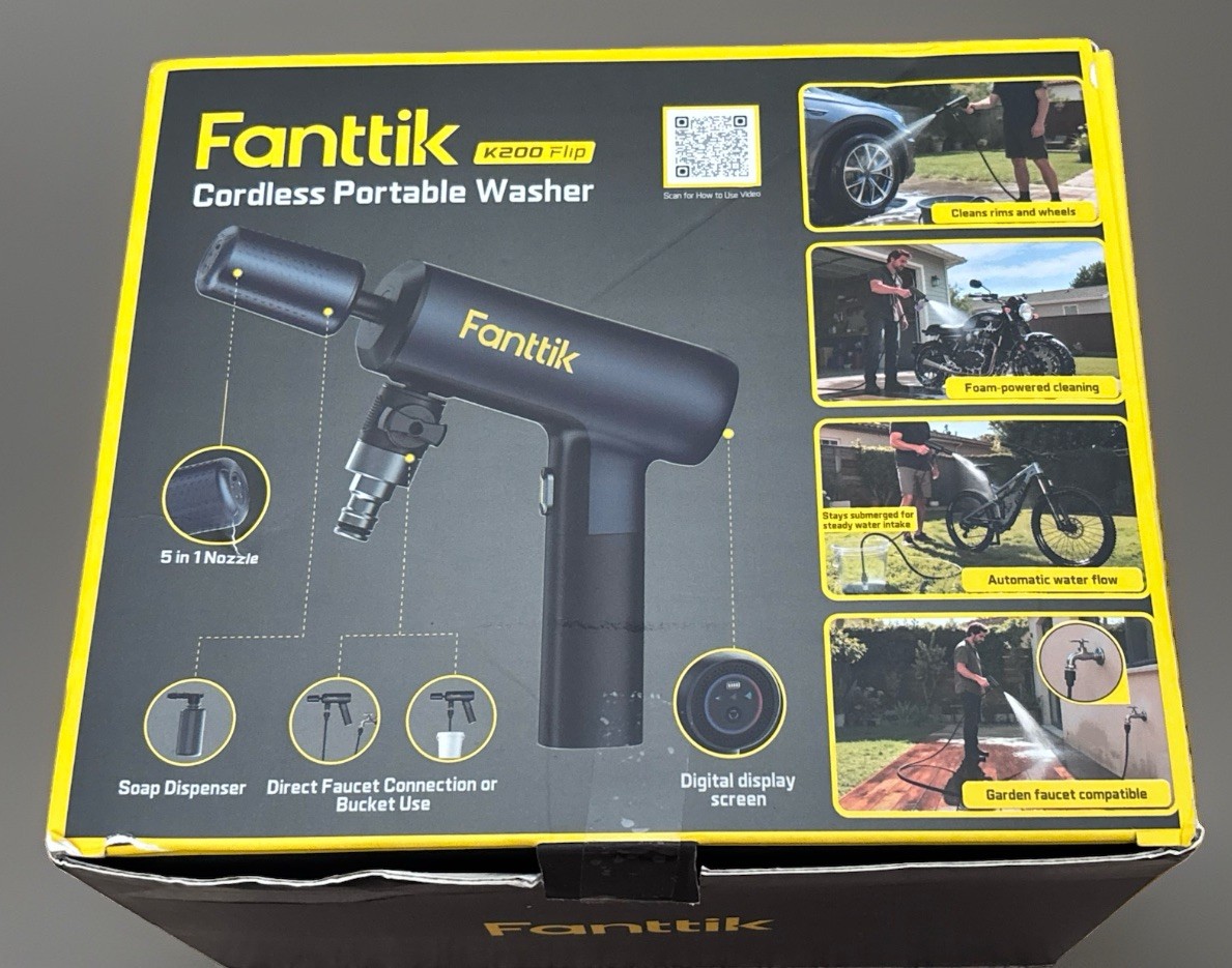 Fanttik K200 Flip Cold Water Pressure Washer Cordless Portable 100W Soap Tank