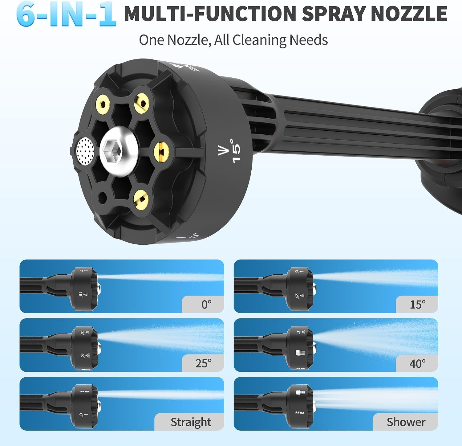 Cordless Portable Washer, Handheld Washer with 3 Adjustable Modes, 6-In-1 Nozzle