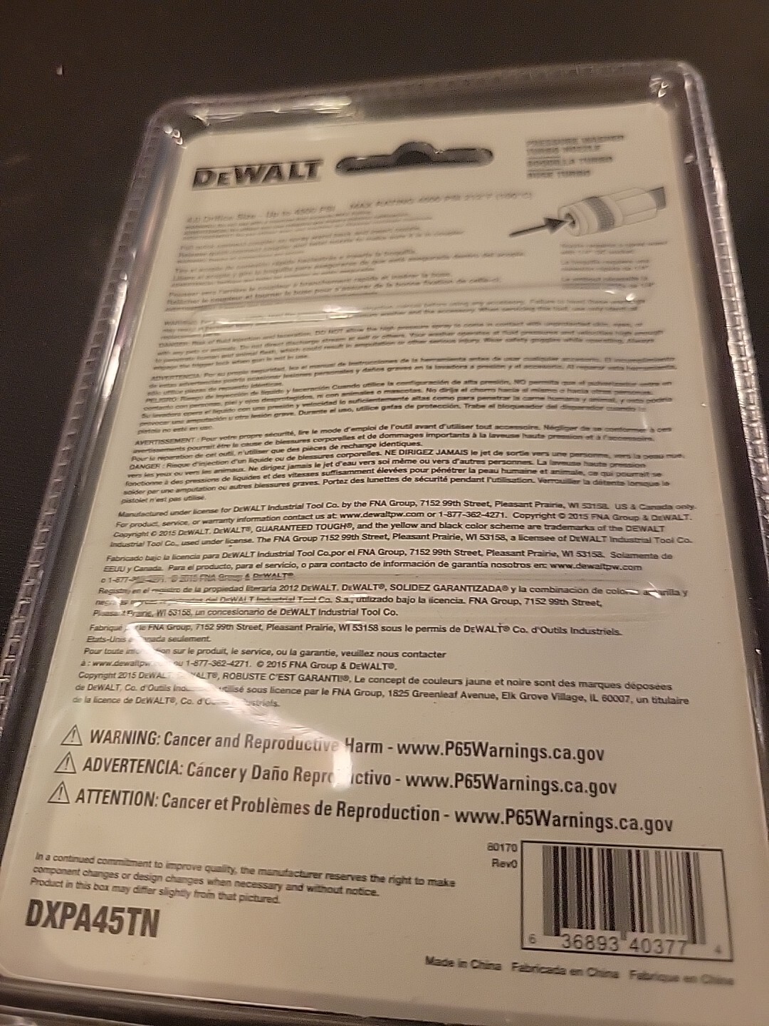 NEW Dewalt DXPA45TN 4500 PSI Pressure Washer Turbo Spray Nozzle NEW AND SEALED