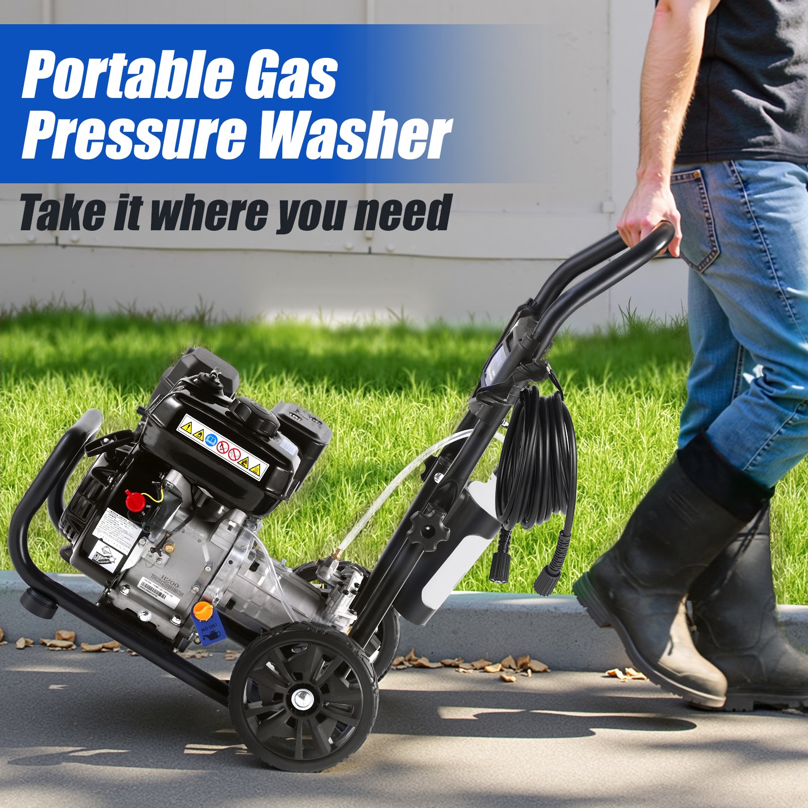 Efurden Gas Pressure Washer 3500 PSI 4 Nozzles Gas Powered Washer 2.3 GPM 209cc