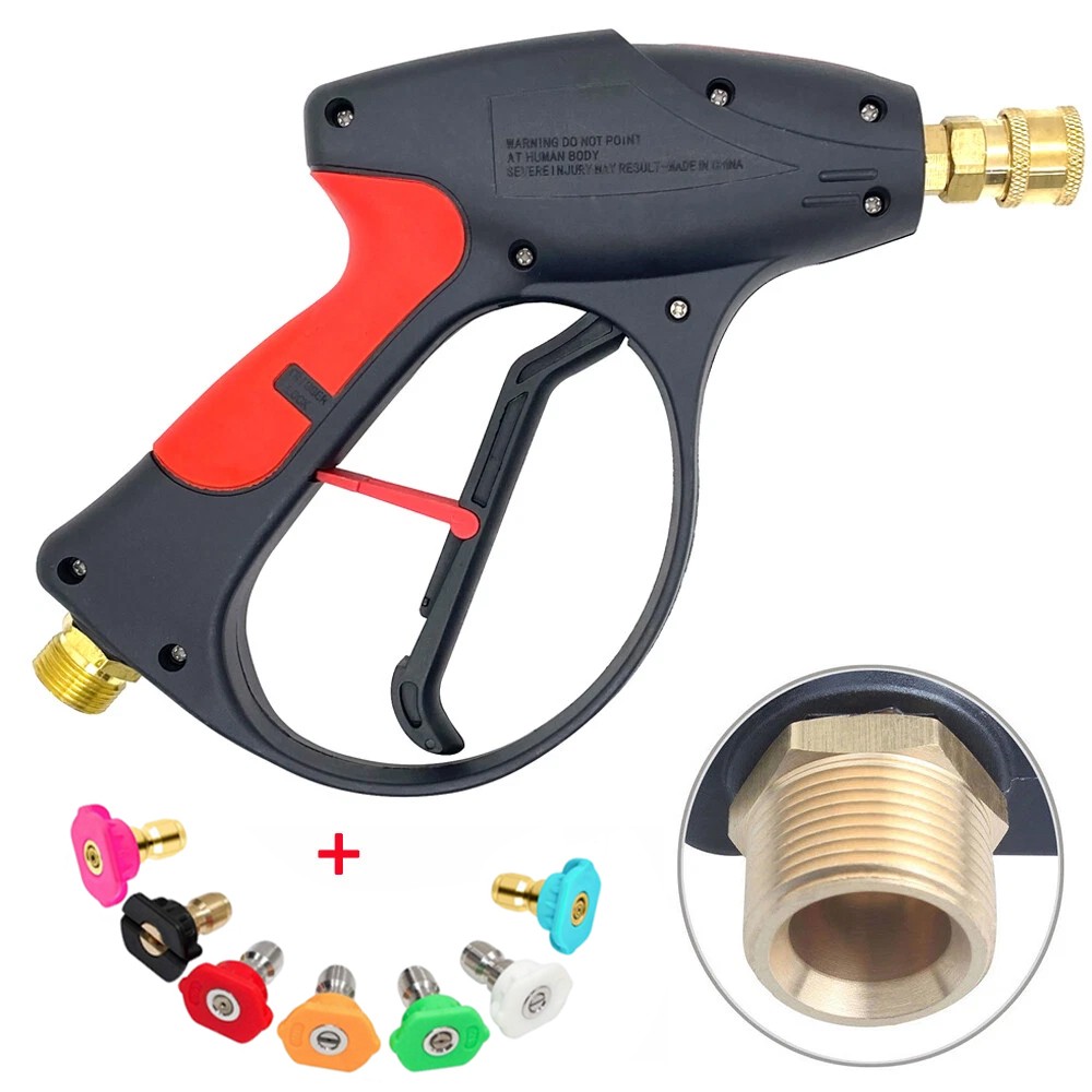 1/4″ High Pressure Washer Gun 4000 PSI Car Wash Foam Spray Short Wand w/7 Nozzle