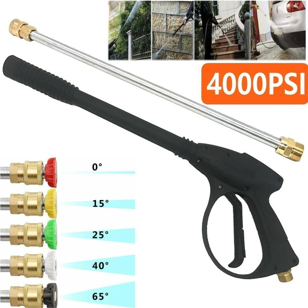 4000PSI High Pressure Car Power Washer Spray Gun Wand Lance Nozzle Tips Hose Kit