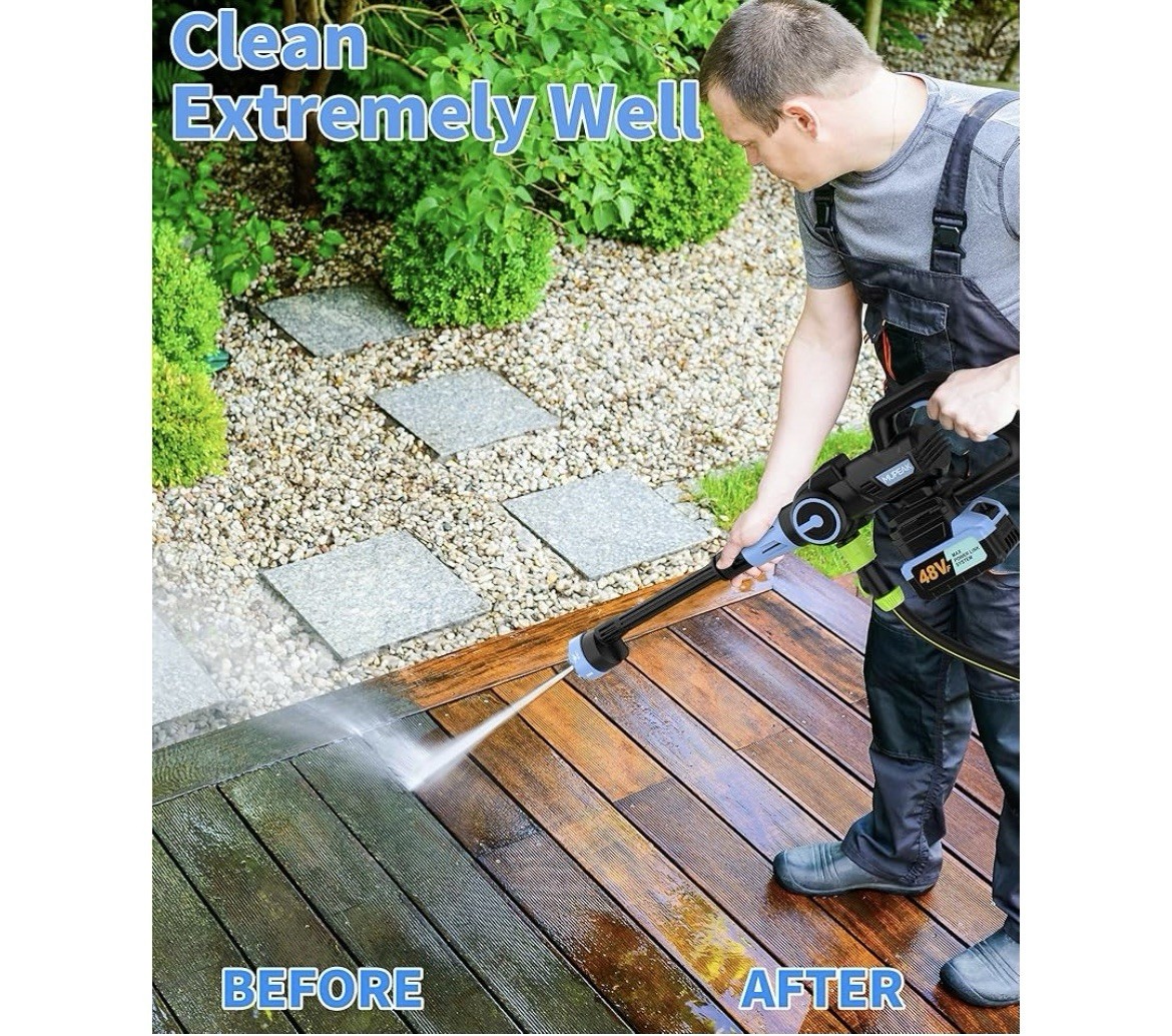 Brushless Cordless Pressure Washer 1200 PSI Portable Washing Machine with 2 Ah