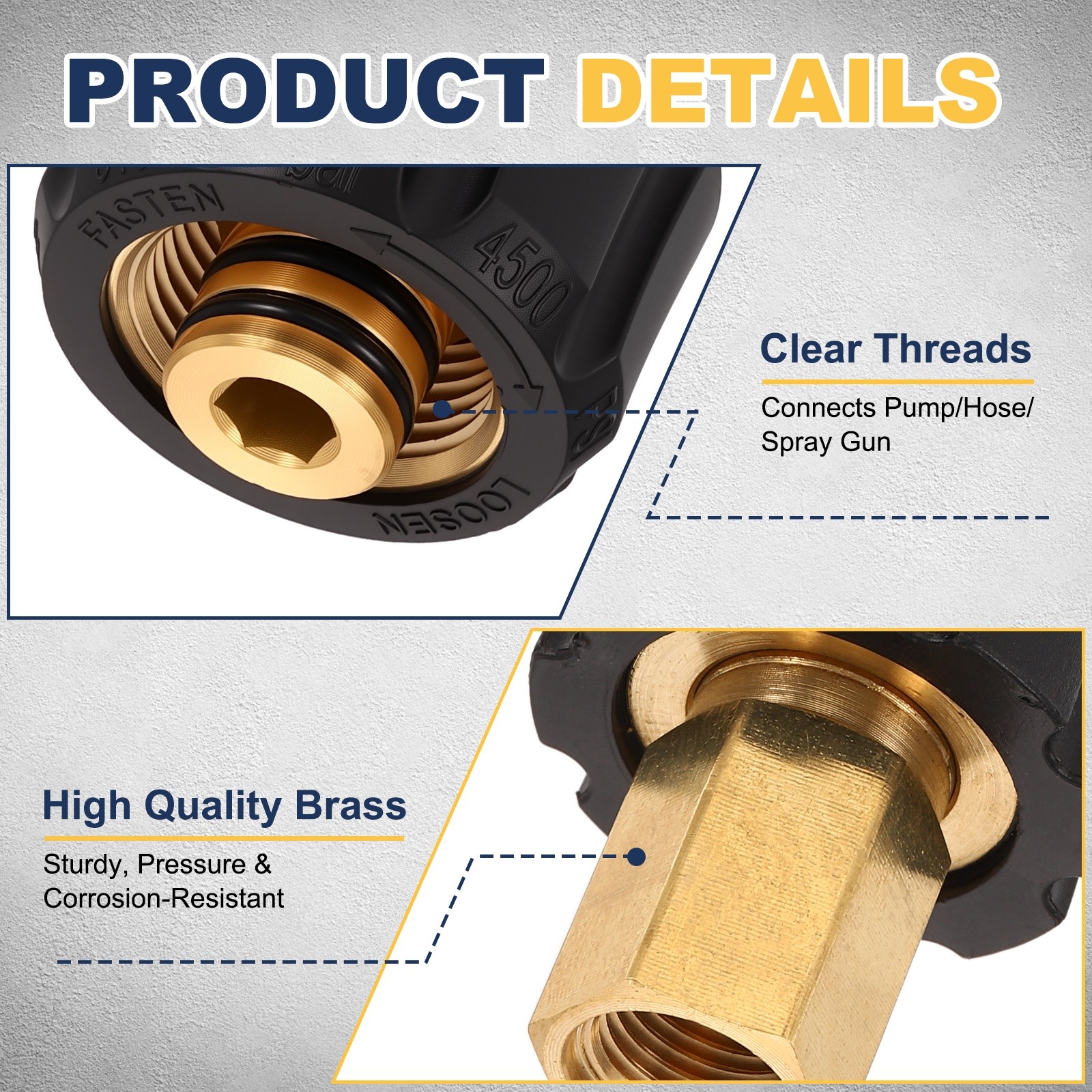 Pressure Washer Adapter, M22 14mm Female to G1/4″ Female Brass Fittings
