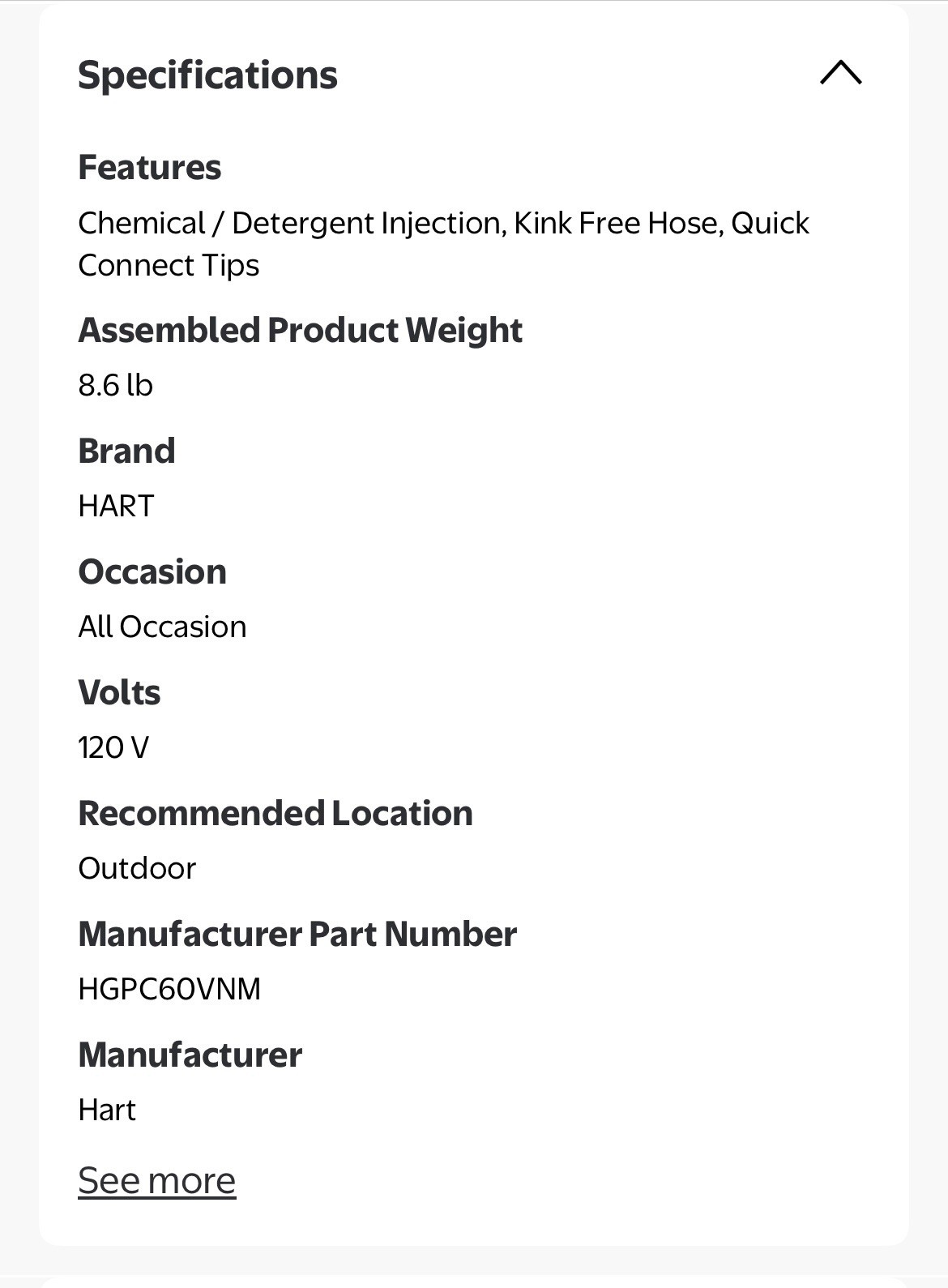 Hart Brushless 600 psi Portable Power Washer