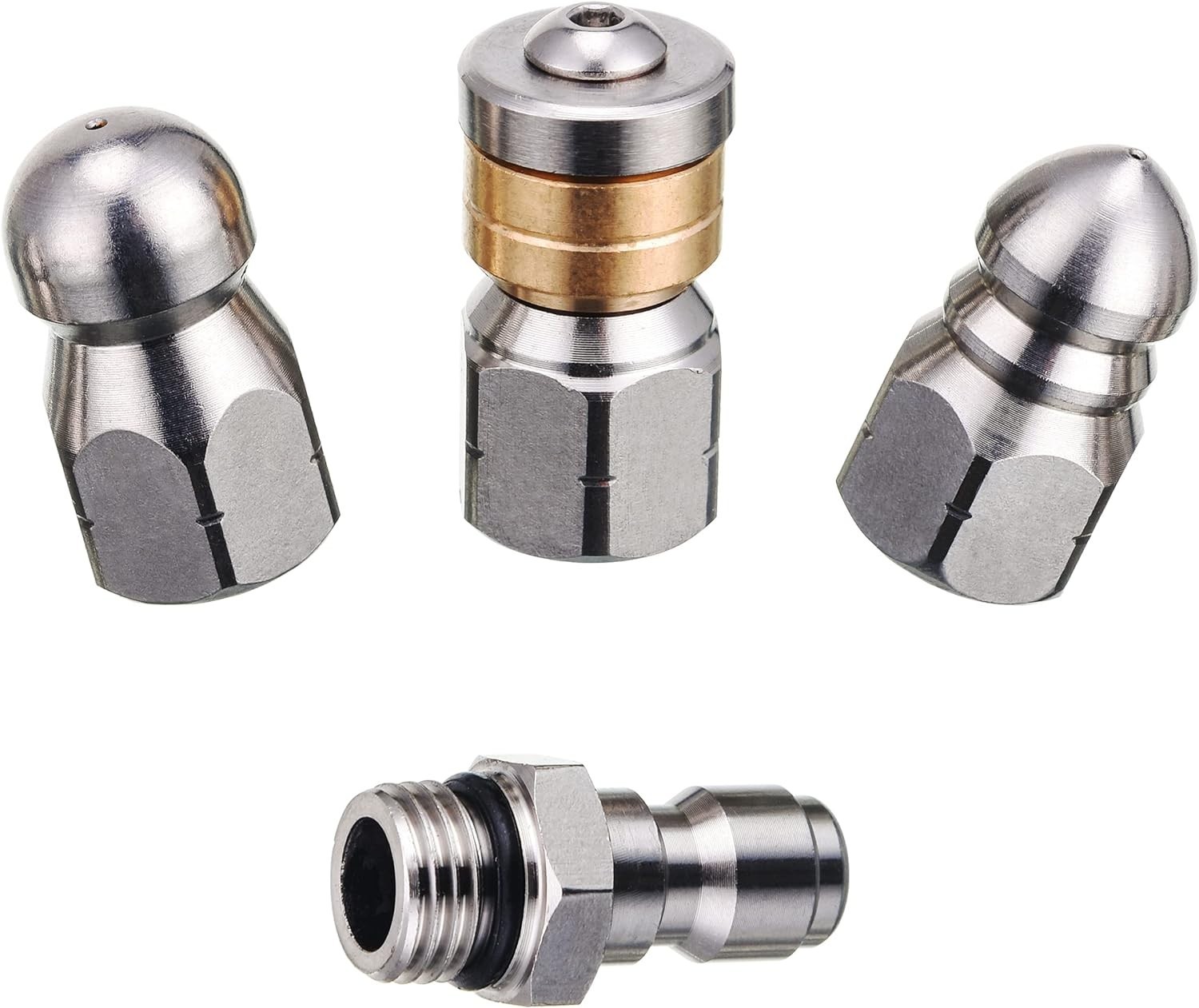 Versatile Sewer Jetter Nozzle Kit – Button, Rotating, and Hose Tips for 5000 PSI