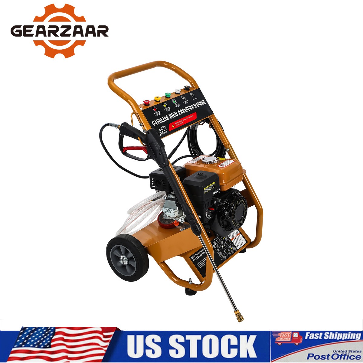 Gas Pressure Washer 3950 PSI 6.5HP 0.6L Oil Capacity 4-Stroke With 5 Nozzles