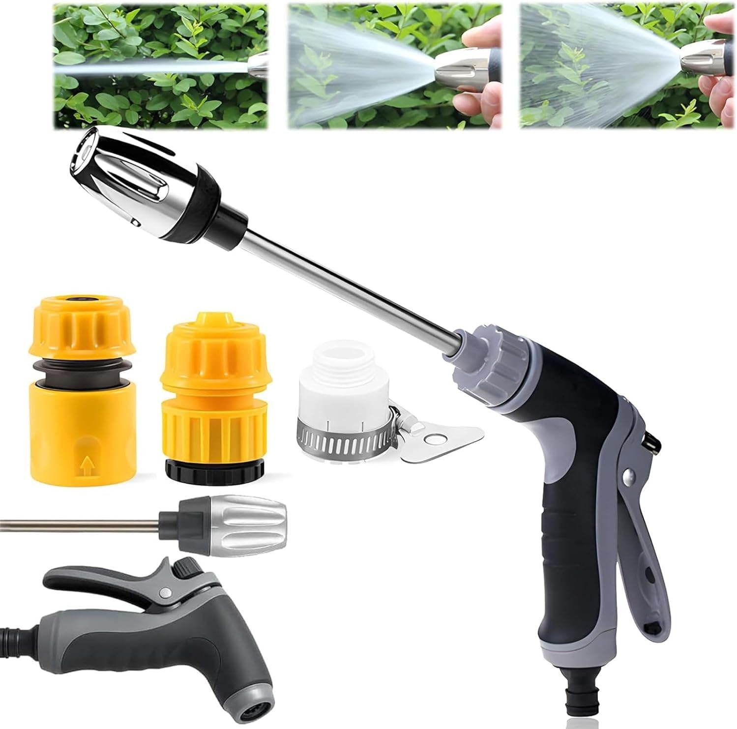 Pressure Washer Gun Spray Nozzle High Pressure 3 Spray Modes 3/4″ Threaded Hose