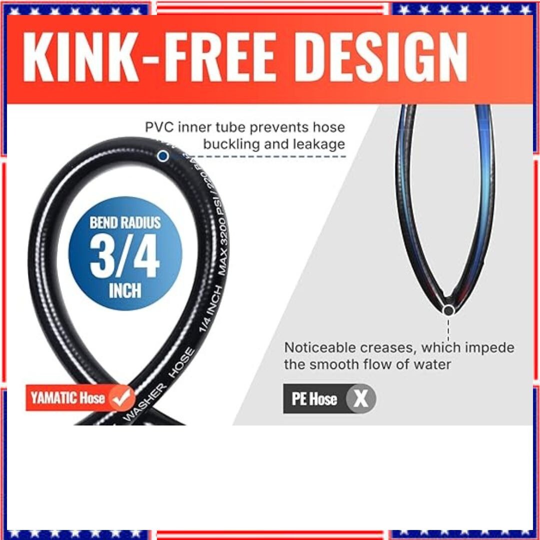 25-Foot Pressure Washer Hose for 3000Psi Craftsman Generac Greenworks Dusichin