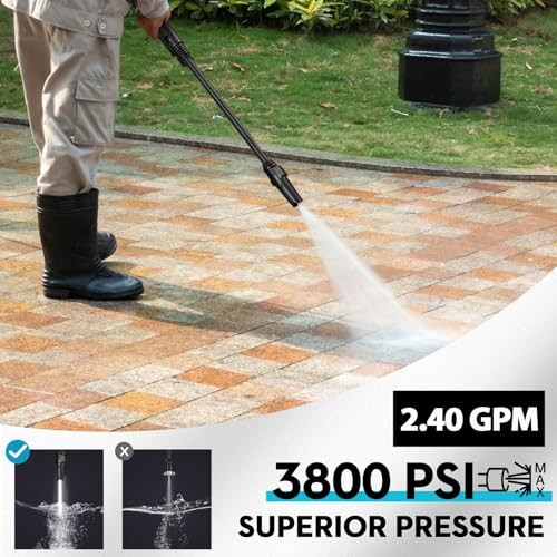 GREENER ELECTRIC PRESSURE WASHER 3800 PSI, 50FT HOSE, SOAP CANNON – BLUE