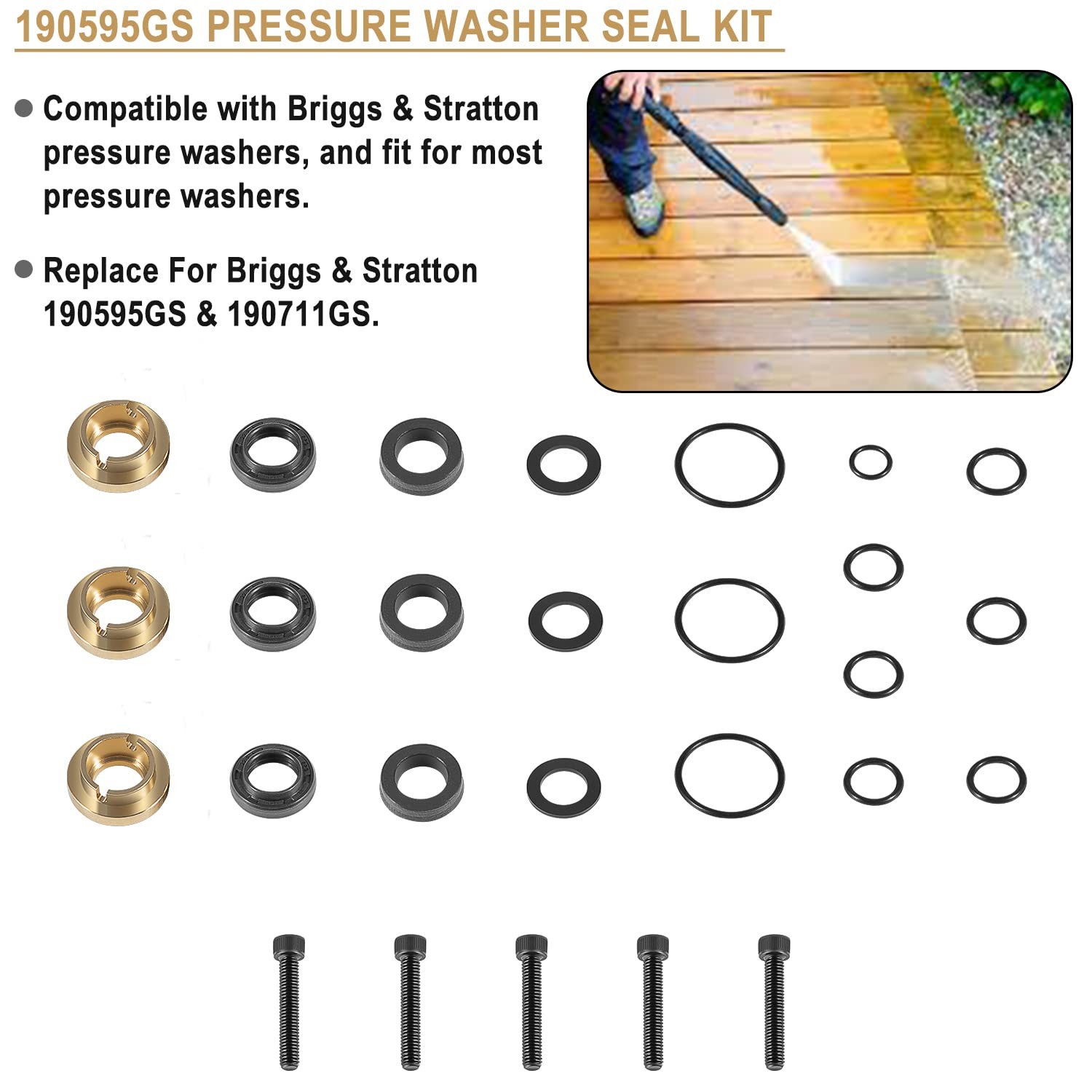 Complete Pressure Washer Seal Kit Seals Replacement Set Compatible Wit