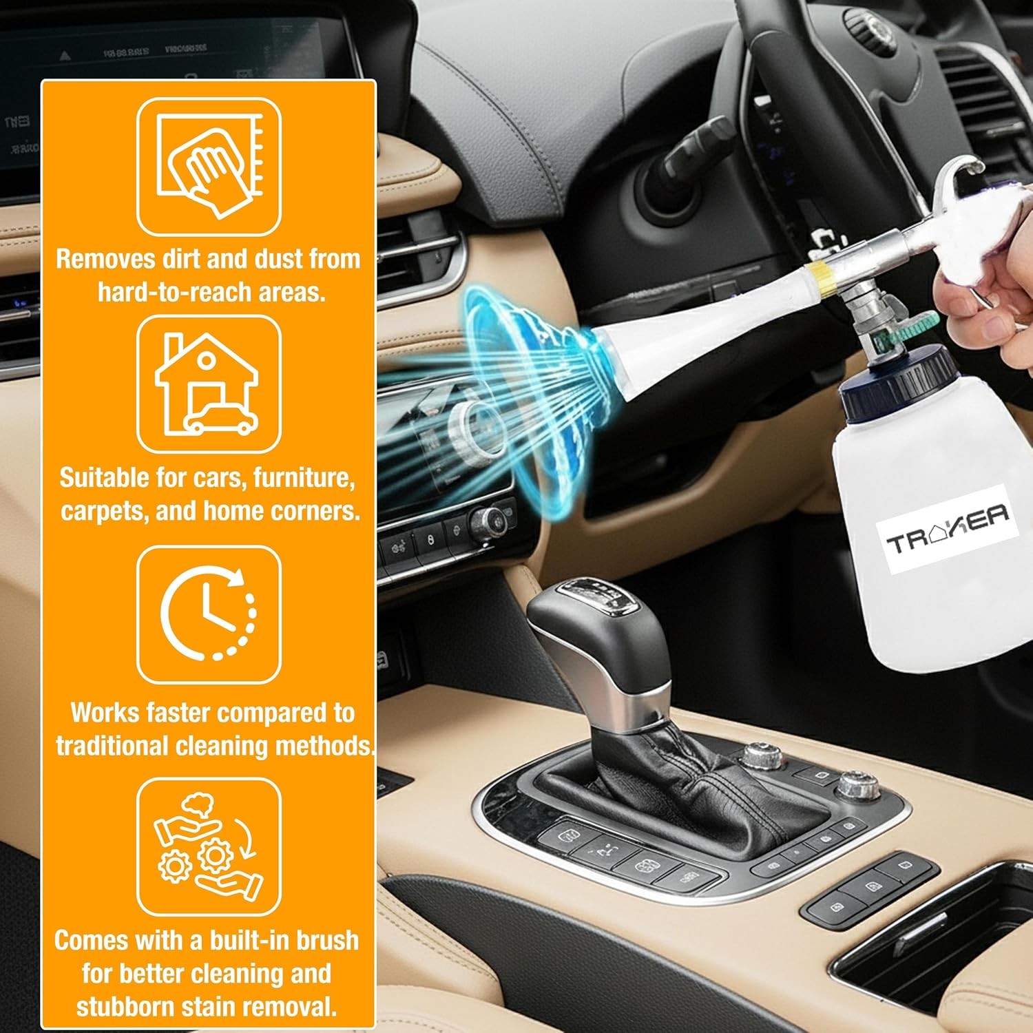 Premium Tornado Car Cleaning Gun, 6-9.2 P High Pressure Air Blow Gun with 2 Set
