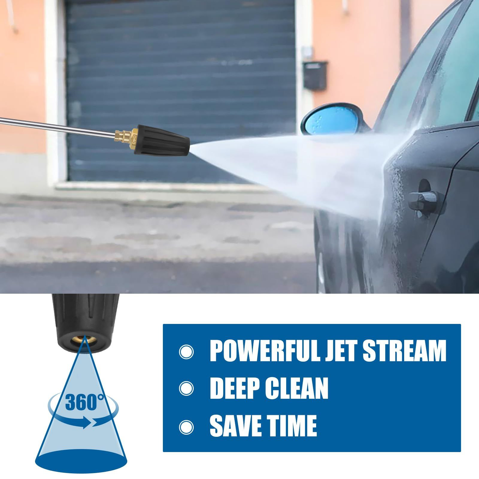 Pressure Washer Turbo Nozzle – 4000 PSI Rotating 360° Nozzle, 4.0 GPM, 4.0…