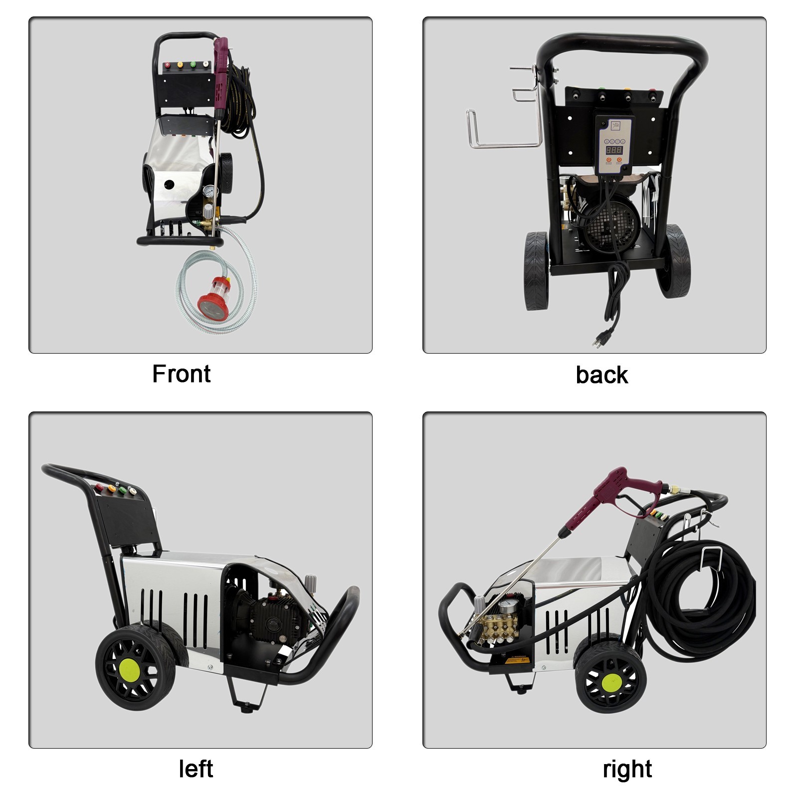 Electric Pressure Washer 110V, 3700W, 180Bar, 4.75Gal/min 4 Types Spray Nozzles