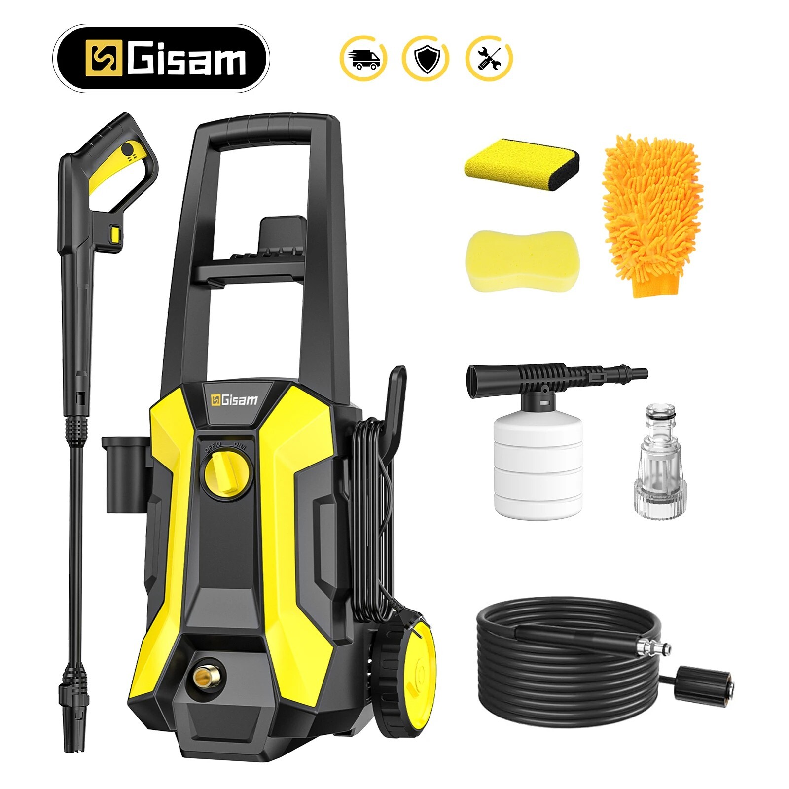 Gisam 180Bar 2200W Electric High Pressure Washer Car Washer Gun Garden Washing