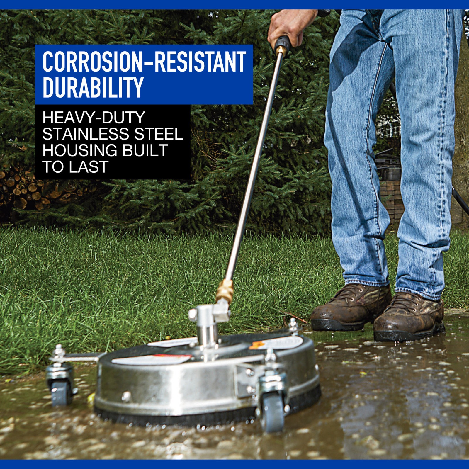 Powerhorse 12in. Pressure Washer Surface Cleaner, 4000 PSI, Stainless Steel