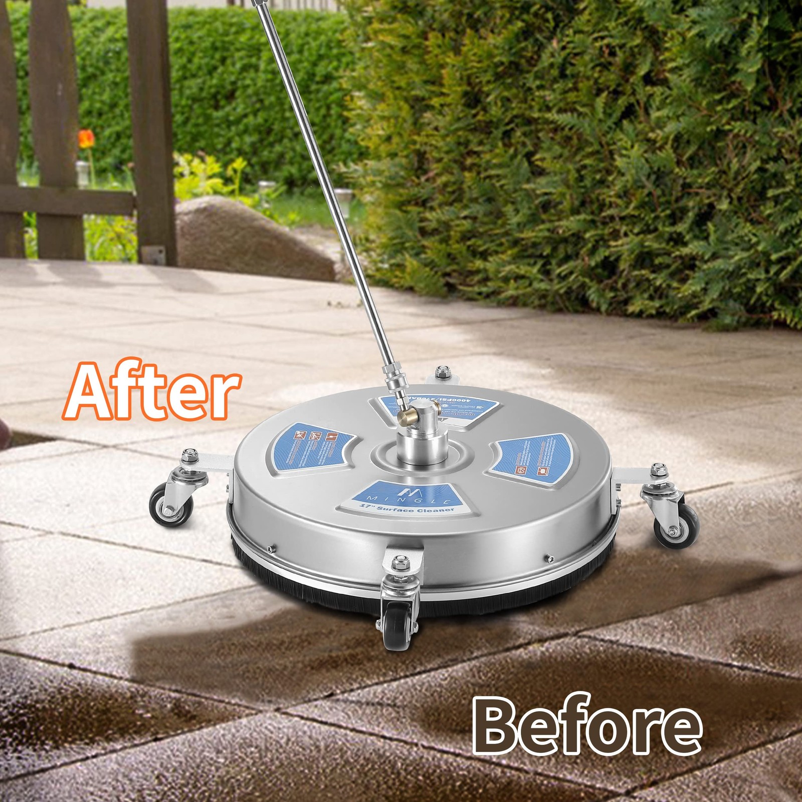 17” Pressure Washer Surface Cleaner, Driveway Pressure Washer Attachments wi…