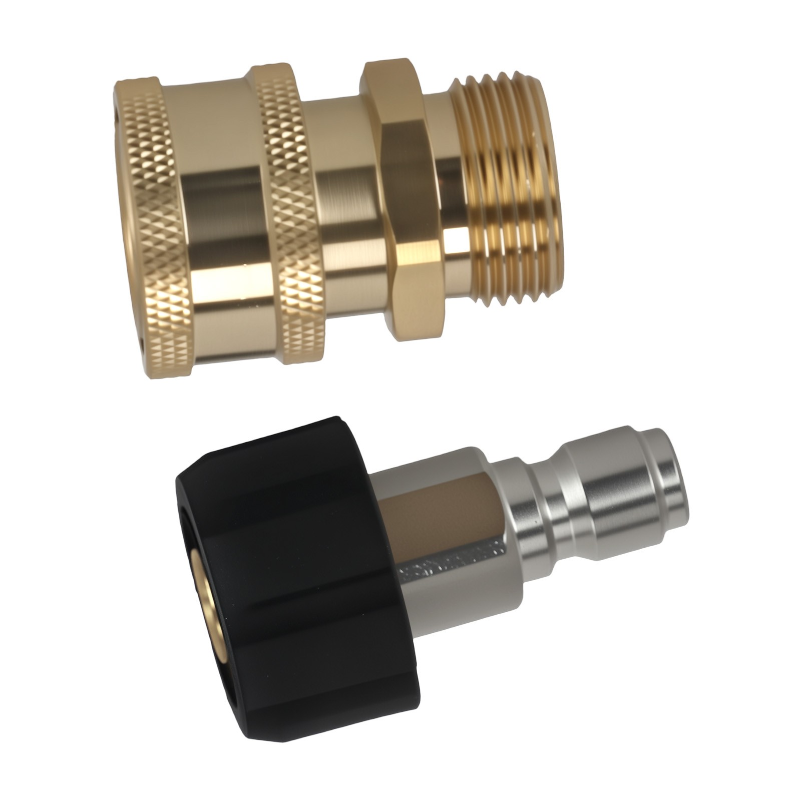 2PCS M22-14mm Thread to 3/8″ Quick Connect Brass Pressure Washer Coupler 5000PSI