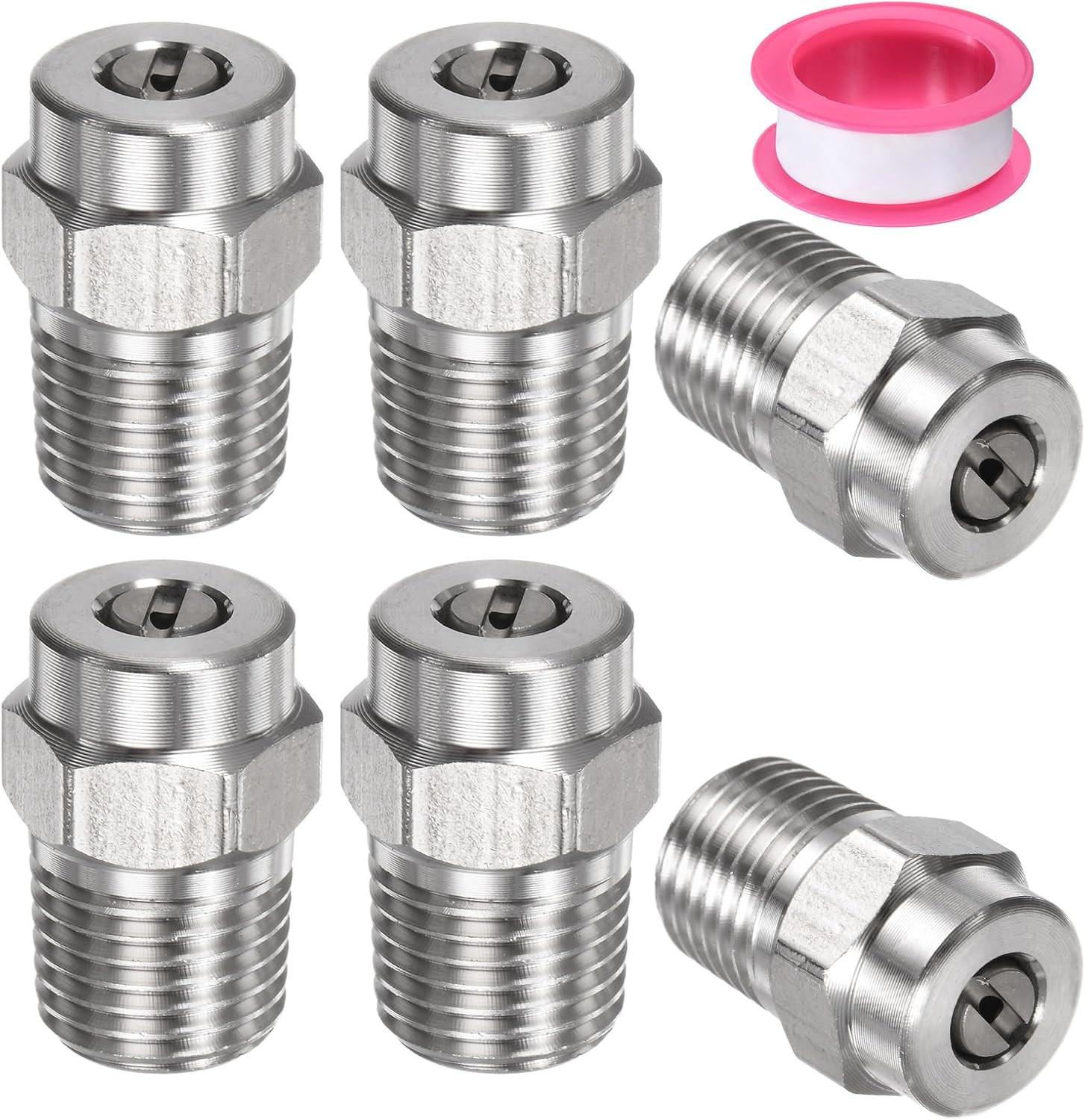 6 Pack Surface Clean Tips – 15 Degree 1/4″ NPT Male Pressure Washer Nozzles Clea