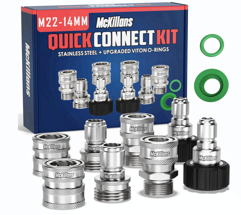 McKillans M22-14mm Pressure Washer Quick Connect Kit 3/8″ Stainless