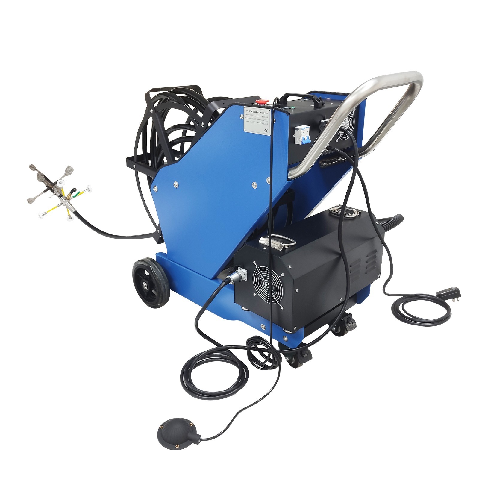 220V Commercial Kitchen Oil Fume Duct Cleaning Machine 6 Brushes suit 100-800mm